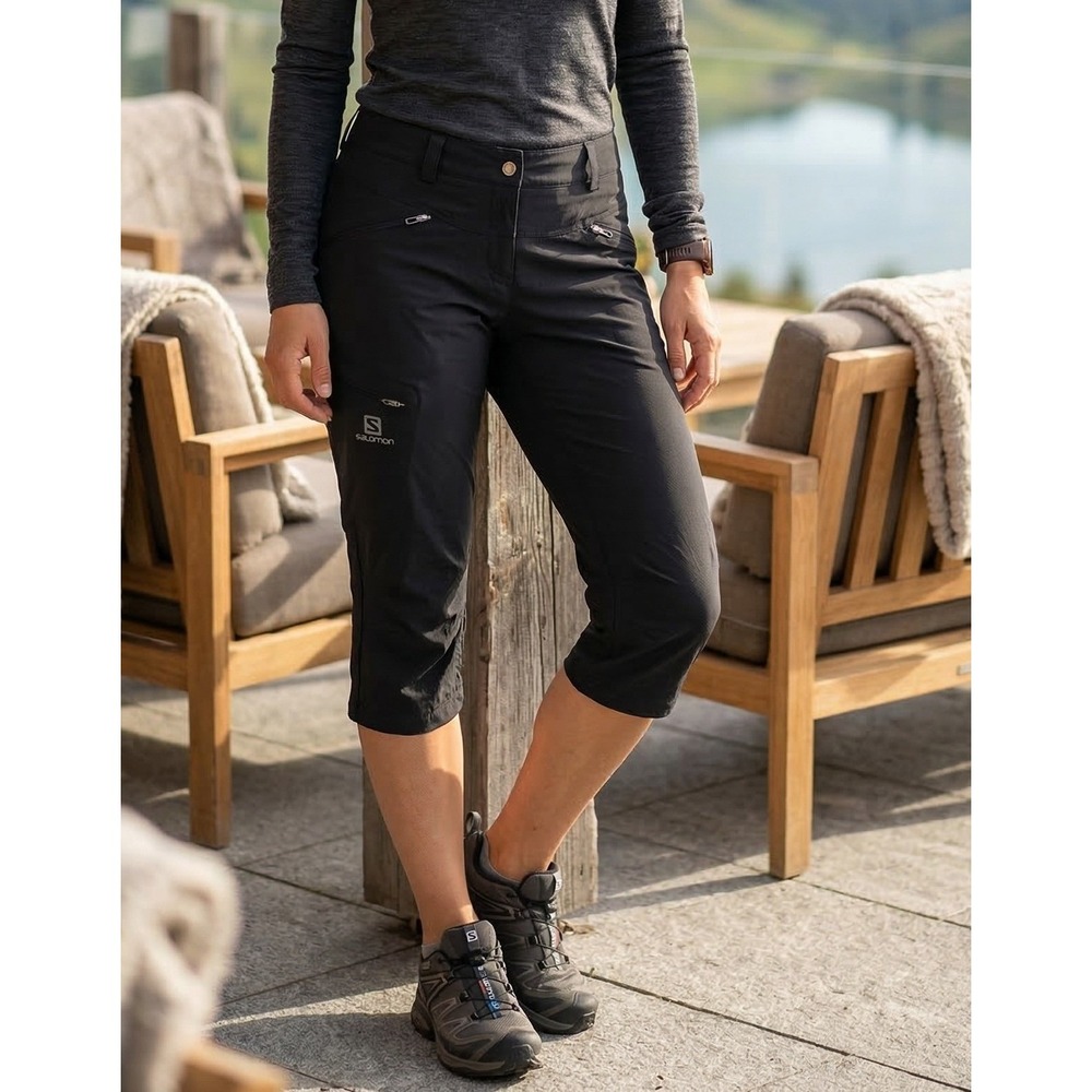 Salomon Wayfarer Black Hiking Capri Pants Women's Size 8 Technical Outdoor Cargo